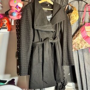 Guess Black Trench Coat with Studded Sleeves
